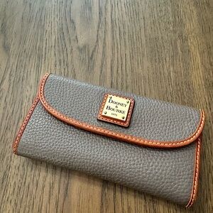 Dooney & Bourke Pebbled Leather Wallet with Brown Trim